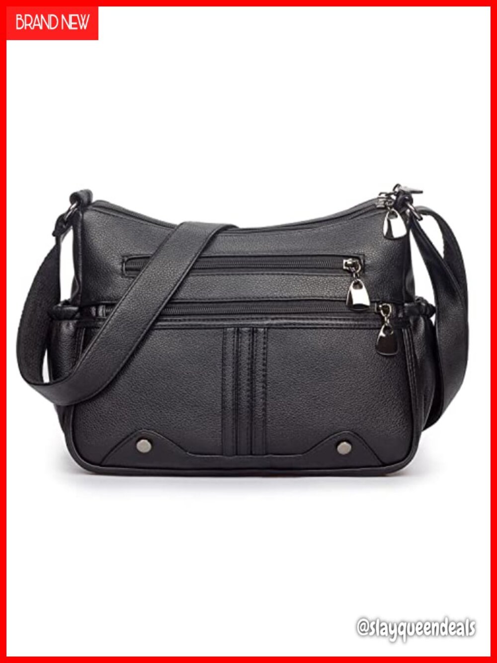 Faux Leather Satchel Handbag Multi Pocket Crossbody Tote Shoulder Bag